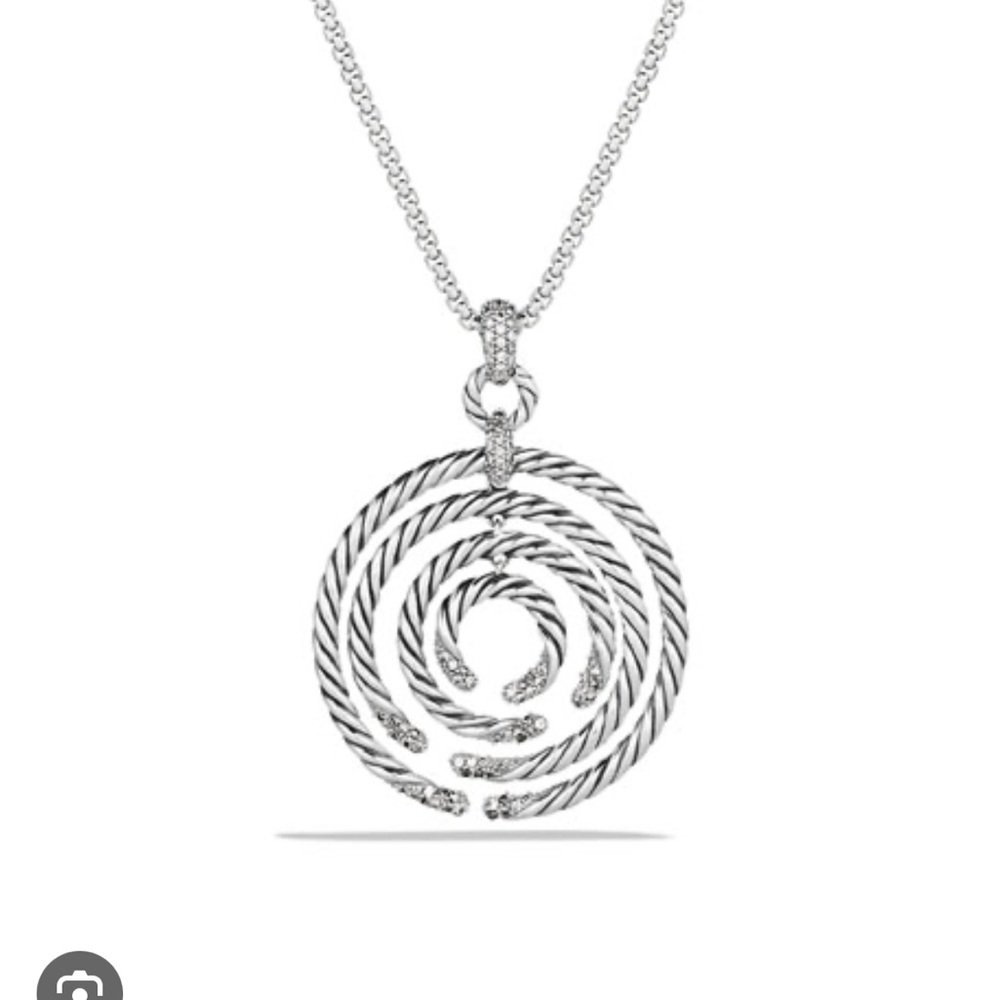 David Yurman Sterling Sliver Diamond Medium Willow Necklace